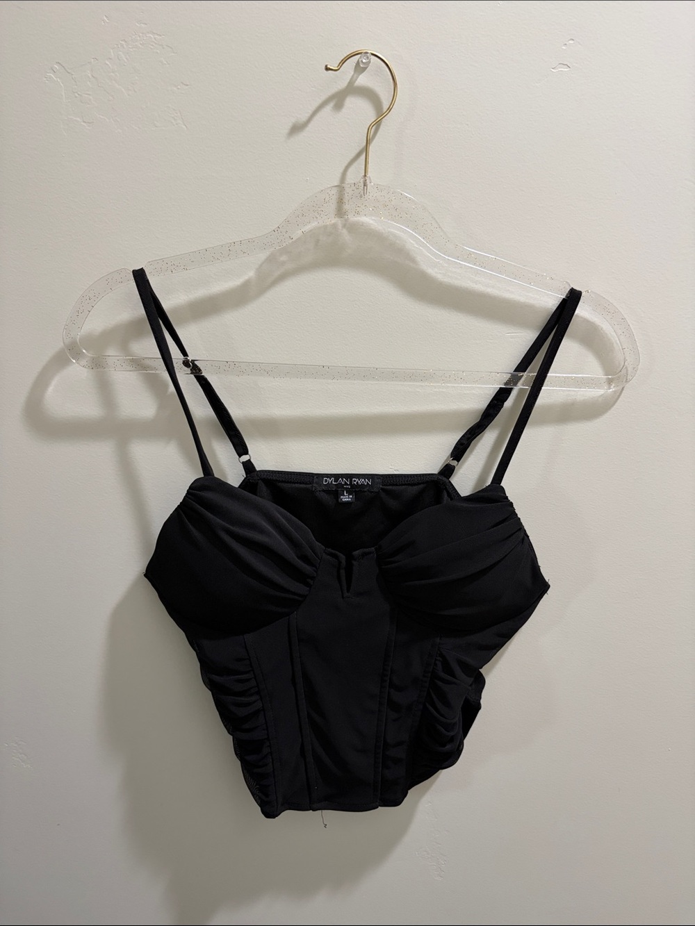 Black Ruched Bustier Crop Top